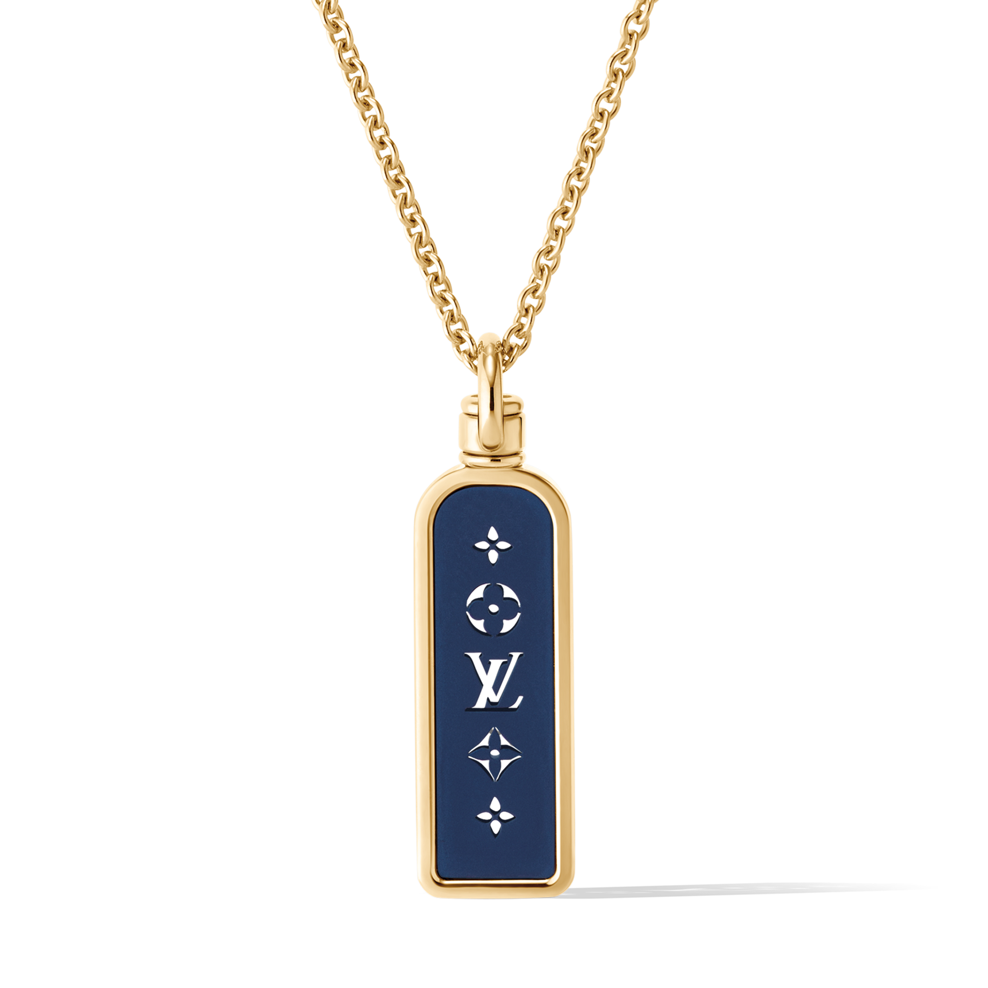 Les Gastons Vuitton Small Tag Pendant, Yellow Gold and Blue